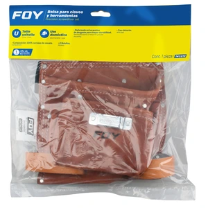 Foy-143213 / 143213 Portaherramientas de carnaza con cinturón, 2 bolsillos Foy
