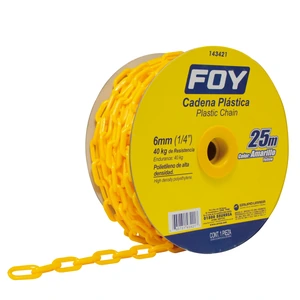 Foy-143421 / 143421 Cadena plástica calibre 6 mm de 25 m, color amarillo Foy