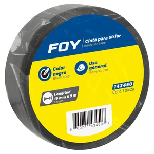 Foy-143450 / 143450 Cinta para aislar negra 19 mm x 9 m Foy