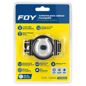 Foy-144094 / 144094 Linterna de LED para cabeza recargable de 80 lm Foy