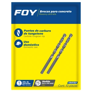 Foy-144133 / 144133 Broca para concreto 1/4" x 4" zanco recto Foy