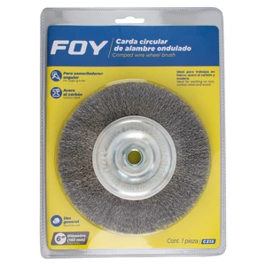 Foy-C315 / C315 Carda circular ondulada alambre delgado 6" x 0.30 con rosca 5/8" Foy