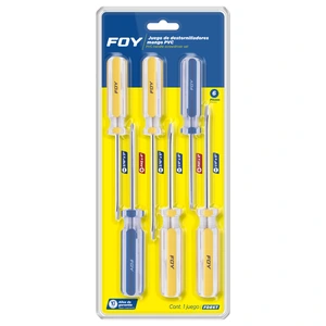 Foy-FDE6T / FDE6T Juego de destornilladores con mango de PVC combinados, 6 piezas en blíster Foy