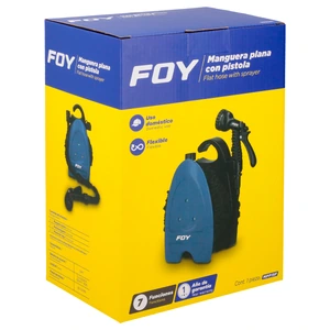 Foy-MPP15F / MPP15F Manguera para jardín plana con pistola para riego y portamanguera 3/4", 15 m Foy