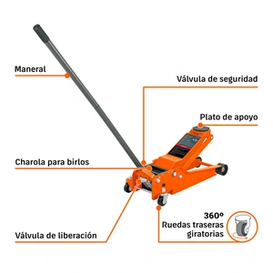 Truper Gato hidráulico profesional de patín,3.5t, elevación rápida