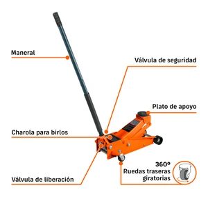 Gato hidráulico de patín 3t profesional, elev rápida, Truper