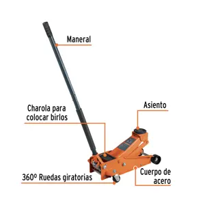 14949 / GAPRO-300 Gato hidráulico de patín 3t profesional, elev rápida, Truper