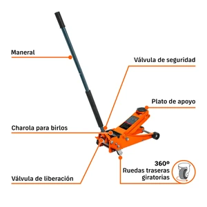 Truper Gato hidráulico profesional de patín, 3t, elevación rápida