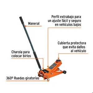 14806 / GAPRO-3PB Truper Gato hidráulico profesional de patín, 3t, elevación rápida