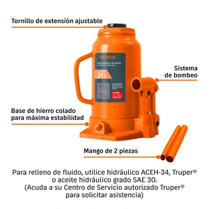Gato hidráulico de botella de 21Ton, Truper