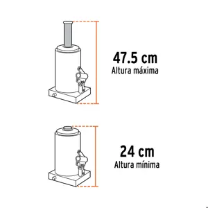 14822 / GAT-20 Gato hidráulico de botella de 21Ton, Truper