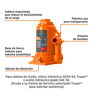 Gato hidráulico de botella de 32 Ton, Truper