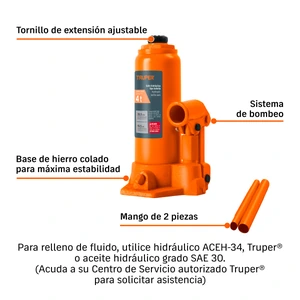 Gato hidráulico de botella de 4 Ton, Truper