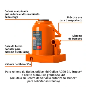 Gato hidráulico de botella de 50 Ton, Truper