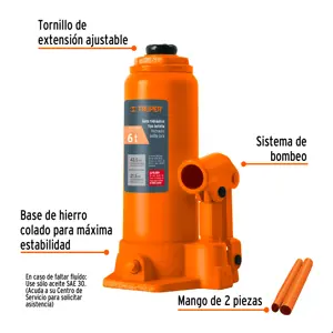 14814 / GAT-6 Gato hidráulico de botella de 6 Ton, Truper