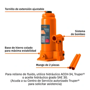 Gato hidráulico de botella de 8 Ton, Truper
