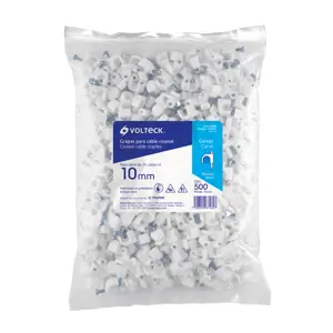 43043 / GCU-10BG Volteck Bolsa con 500 grapas blancas de 10 mm para cable redondo