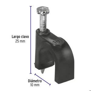 Volteck Bolsa con 20 grapas negras de 10 mm para cable redondo
