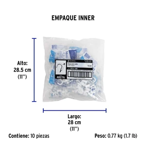 Volteck Bolsa con 20 grapas blancas de 16 mm para cable redondo