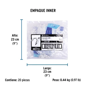 Volteck Bolsa con 20 grapas blancas de 6 mm para cable redondo