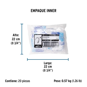 Volteck Bolsa con 20 grapas blancas de 8 mm para cable redondo