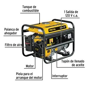 Generador portátil 1.1 kW motor a gasolina, Pretul