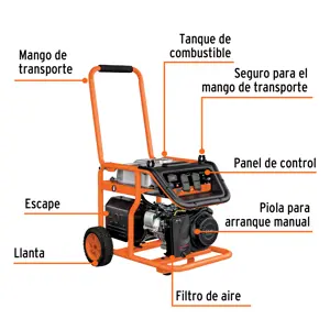 Generador portátil 1.5 kW motor a gasolina, Truper