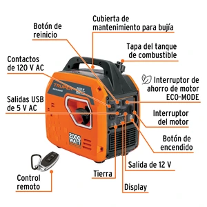 Truper Generador silencioso inverter 2200W, 80 cc, enc. electrónico
