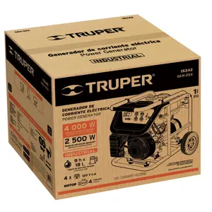 15342 / GEN-25X Generador portátil 2.5 kW motor a gasolina, Truper
