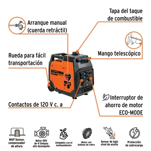Generador inversor silencioso 3 kW, encendido manual, TRUPER