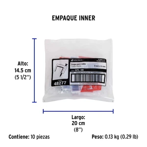 Volteck Bolsa con 20 grapas blancas de 3 x 6 mm para cable plano