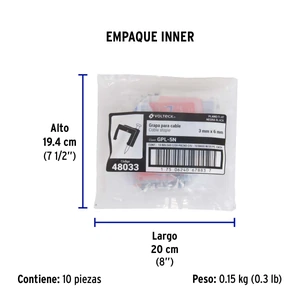 Volteck Bolsa con 20 grapas negras de 3 x 6 mm para cable plano