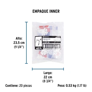 Volteck Bolsa con 20 grapas blancas de 5 x 8.5 mm para cable plano