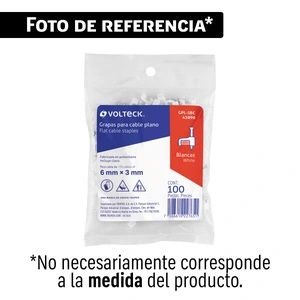 43889 / GPL-8BC Bolsa con 100 grapas blancas de 8.5 mm para cable plano
