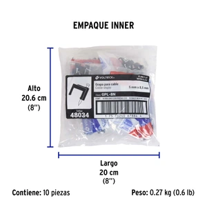 Volteck Bolsa con 20 grapas negras de 5 x 8.5 mm para cable plano