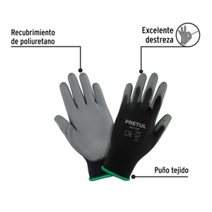 Guantes de nylon recubiertos de poliuretano, M, PRETUL