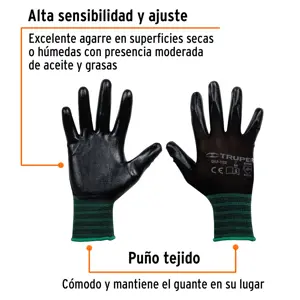 13294 / GU-122 Guantes de nylon recubiertos de nitrilo, M, Truper