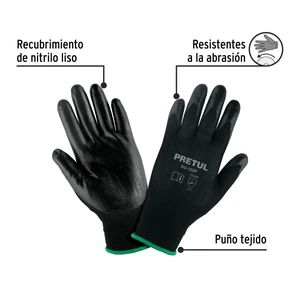 Guantes de nylon recubiertos de nitrilo, M, PRETUL