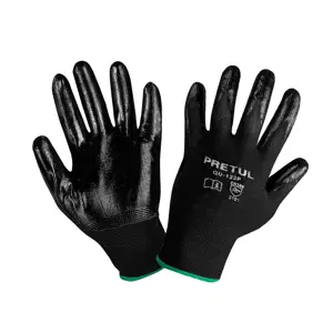 20027 / GU-122P Guantes de nylon recubiertos de nitrilo, M, Pretul