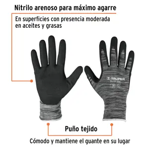 Guantes de nylon recubiertos de nitrilo arenoso, CH, TRUPER