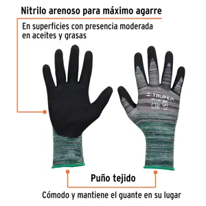 Guantes de nylon recubiertos de nitrilo arenoso, M, TRUPER
