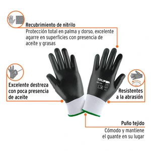 Guantes de poliéster recubiertos de nitrilo, G, TRUPER