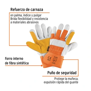 Guantes de carnaza y loneta, con refuerzo, unitalla, TRUPER