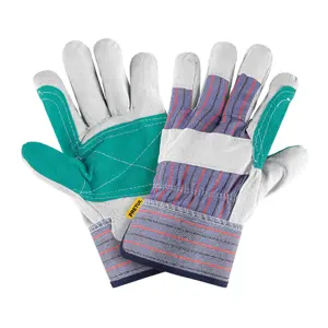 29977 / GU-215P Guantes de carnaza y loneta con refuerzo, unitalla, Pretul
