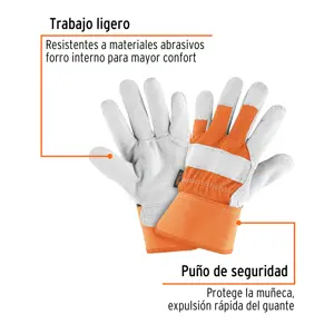 14245 / GU-235 Guantes de carnaza y loneta, unitalla, Truper
