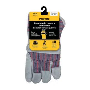 29976 / GU-235P Guantes de carnaza y loneta, unitalla, Pretul