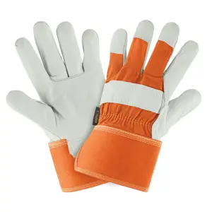 Guantes de piel de res y dorso de loneta, Truper