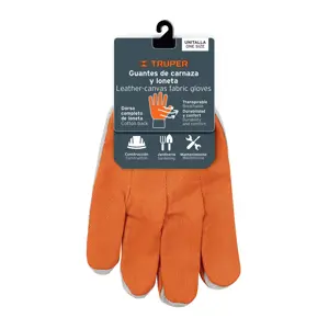Guantes de carnaza y loneta, uso ligero, unitalla, TRUPER