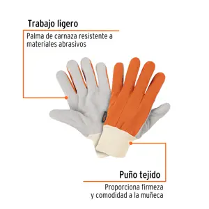 Guantes carnaza y loneta, uso ligero, Truper