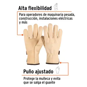 Guantes de piel de res tipo operador, TRUPER